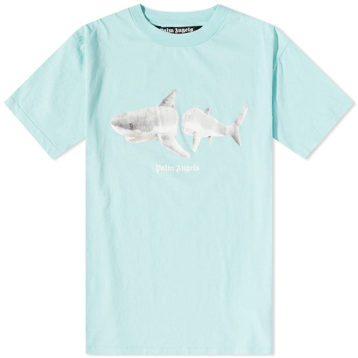 PALM ANGELS WHITE SHARK CLASSIC TEE LIGHT BLUE/WHITE