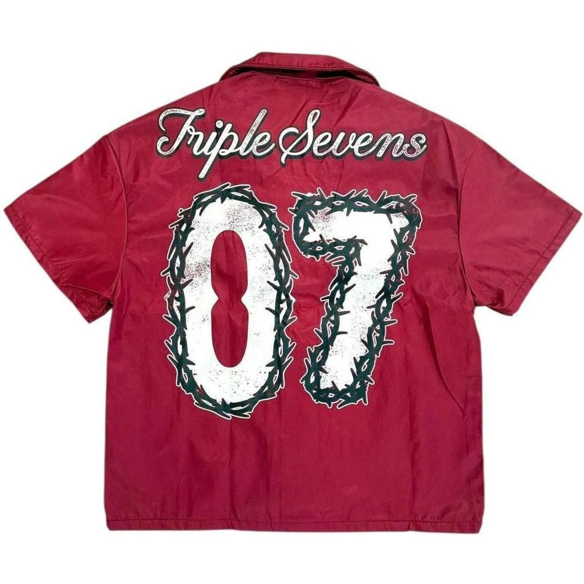 Triple Sevens Nylon Red Button Up