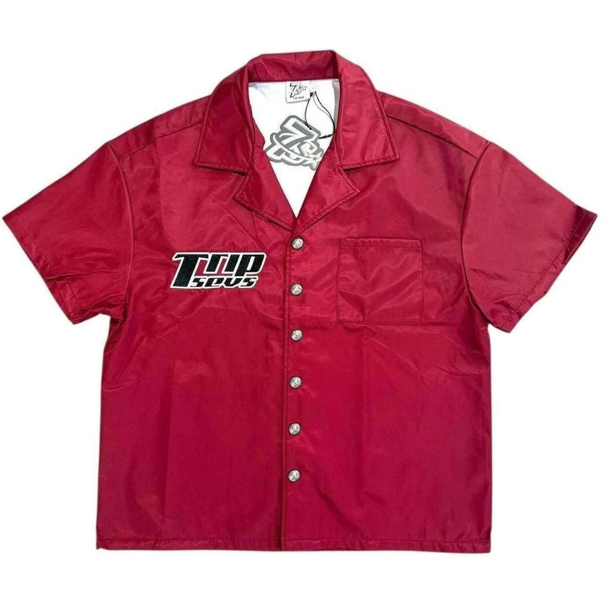 Triple Sevens Nylon Red Button Up