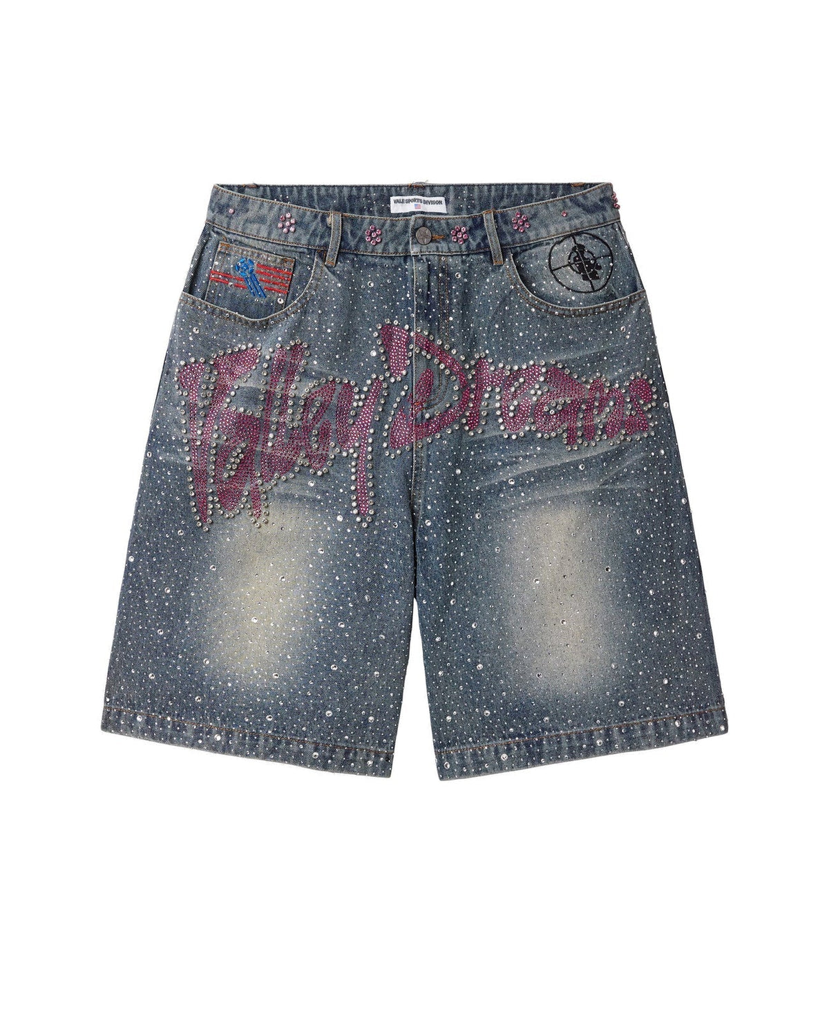 Vale Forever Iced Out Jean Shorts Light Wash