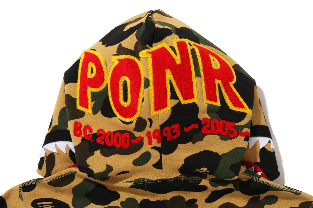 BAPE 1st Camo 2nd PONR Shark Full Zip Hoodie Yellow