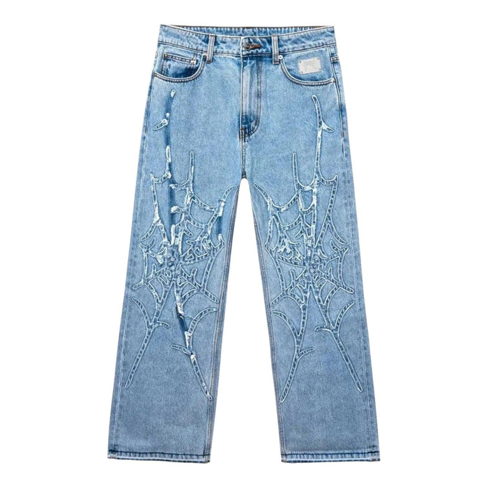 Revenge Spider Web Denim Jeans Indigo