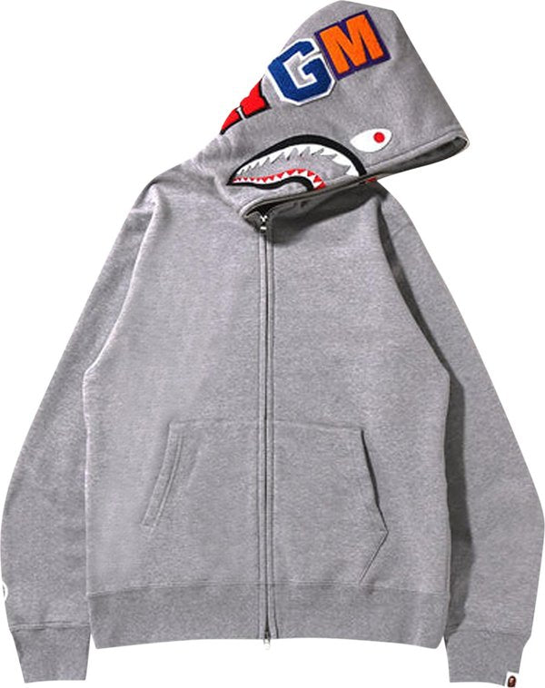 BAPE Shark Full Zip Hoodie Camo Hood Grey