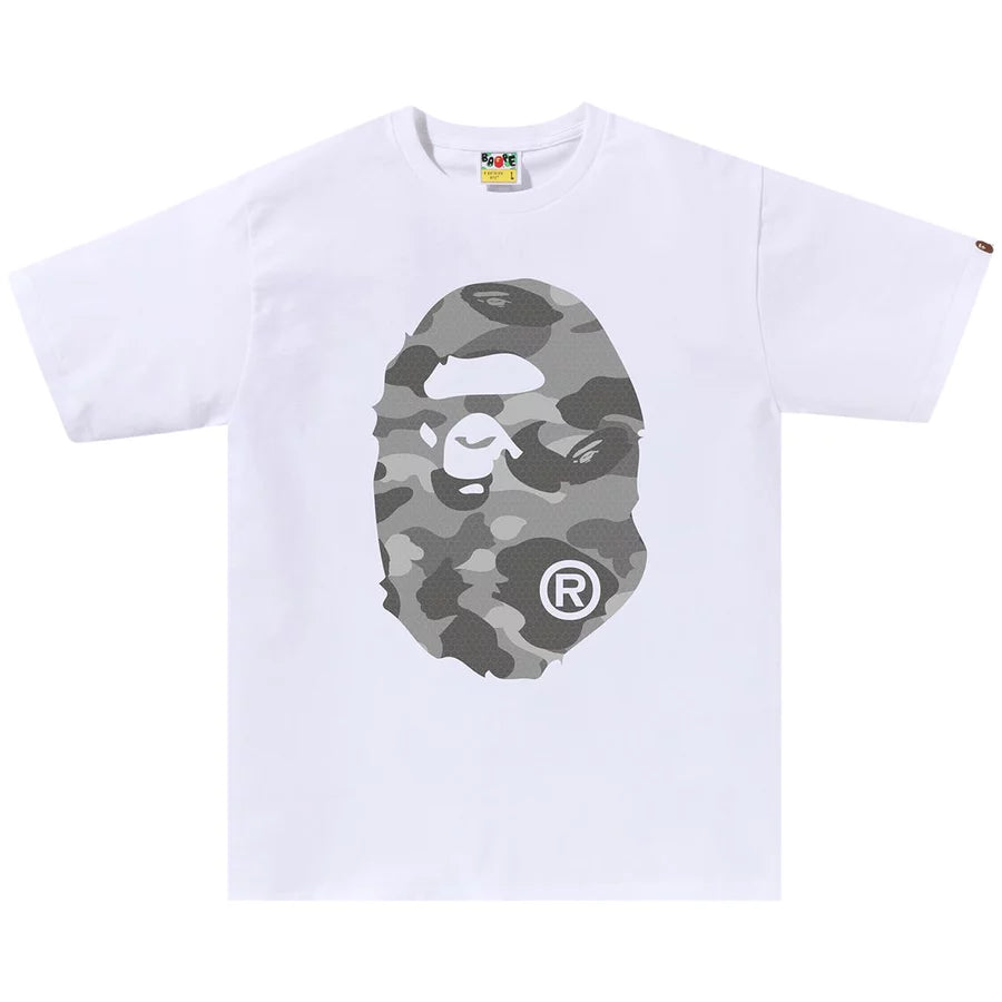 BAPE Honeycomb Camo Big Ape Head Tee 'White/Grey'