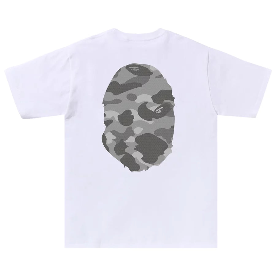 BAPE Honeycomb Camo Big Ape Head Tee 'White/Grey'