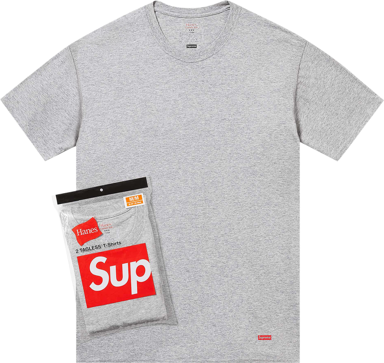 Supreme Hanes Tagless Tees (2 Pack) Heather Grey