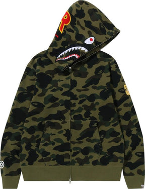 BAPE PONR 1st Camo Shark Full Zip Hoodie Green