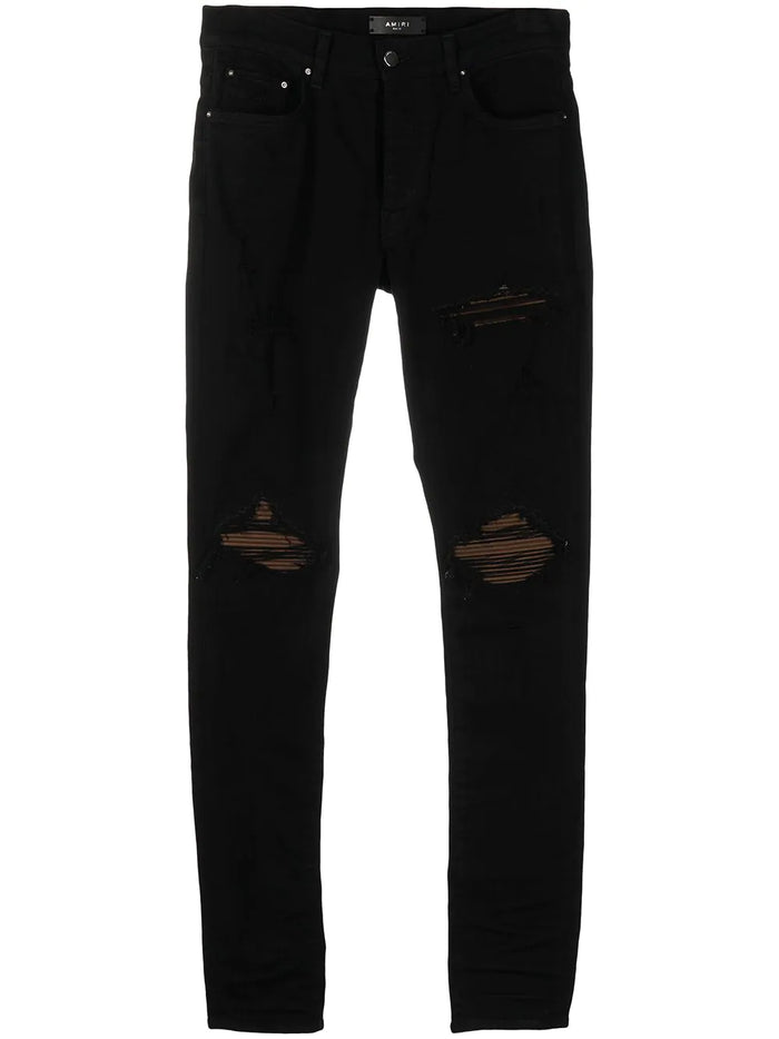 AMIRI MX1 BROWN ULTRA SUEDE REPAIR JEANS BLACK