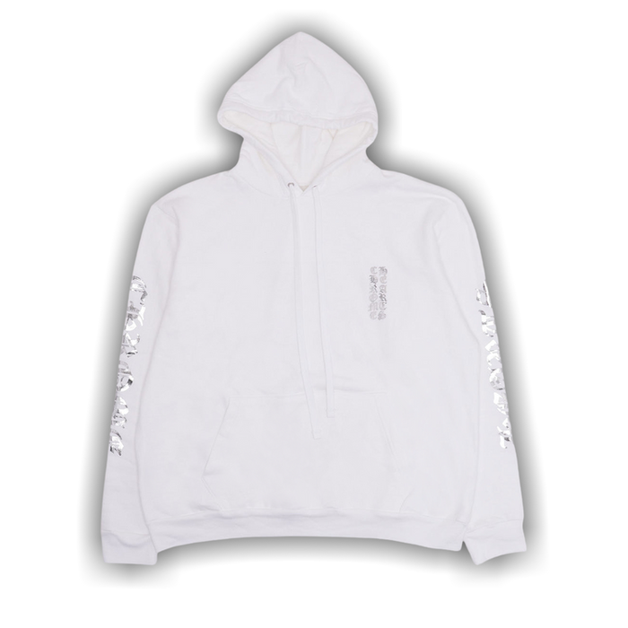 Chrome Hearts Metallic Print Vertical Logo Hoodie 'White'