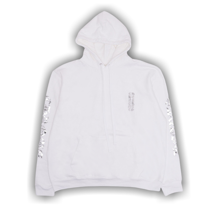 Chrome Hearts Metallic Print Vertical Logo Hoodie 'White'