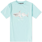 PALM ANGELS WHITE SHARK CLASSIC TEE LIGHT BLUE/WHITE