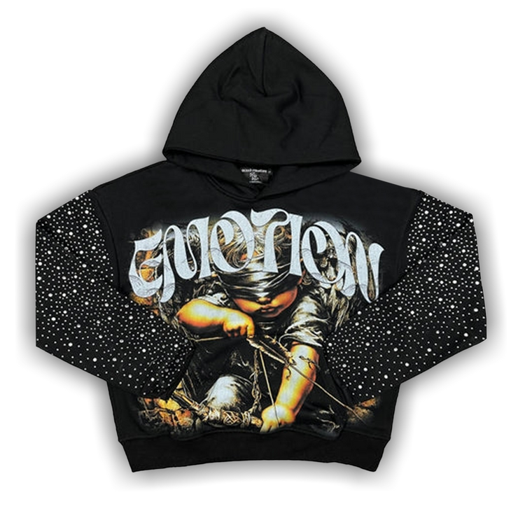 Mixed Emotion Archer Rhinestone Hoodie 'Black'