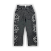 Mixed Emotion Eclipse Rhinestone Sweats 'Grey Acid Wash'