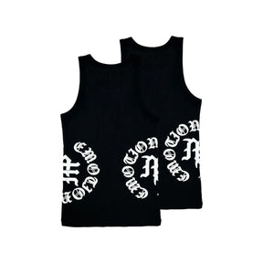 Mixed Emotions 2 Pack Black Script Tank Tops