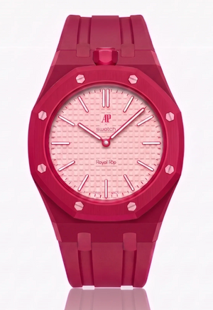 Swatch x Audemars Piguet AP Bioceramic Royal Pop Otto Rosso on Dark Pink Rubber Strap & Case
