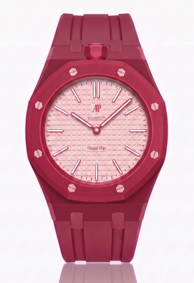 Swatch x Audemars Piguet AP Bioceramic Royal Pop Otto Rosso on Dark Pink Rubber Strap & Case