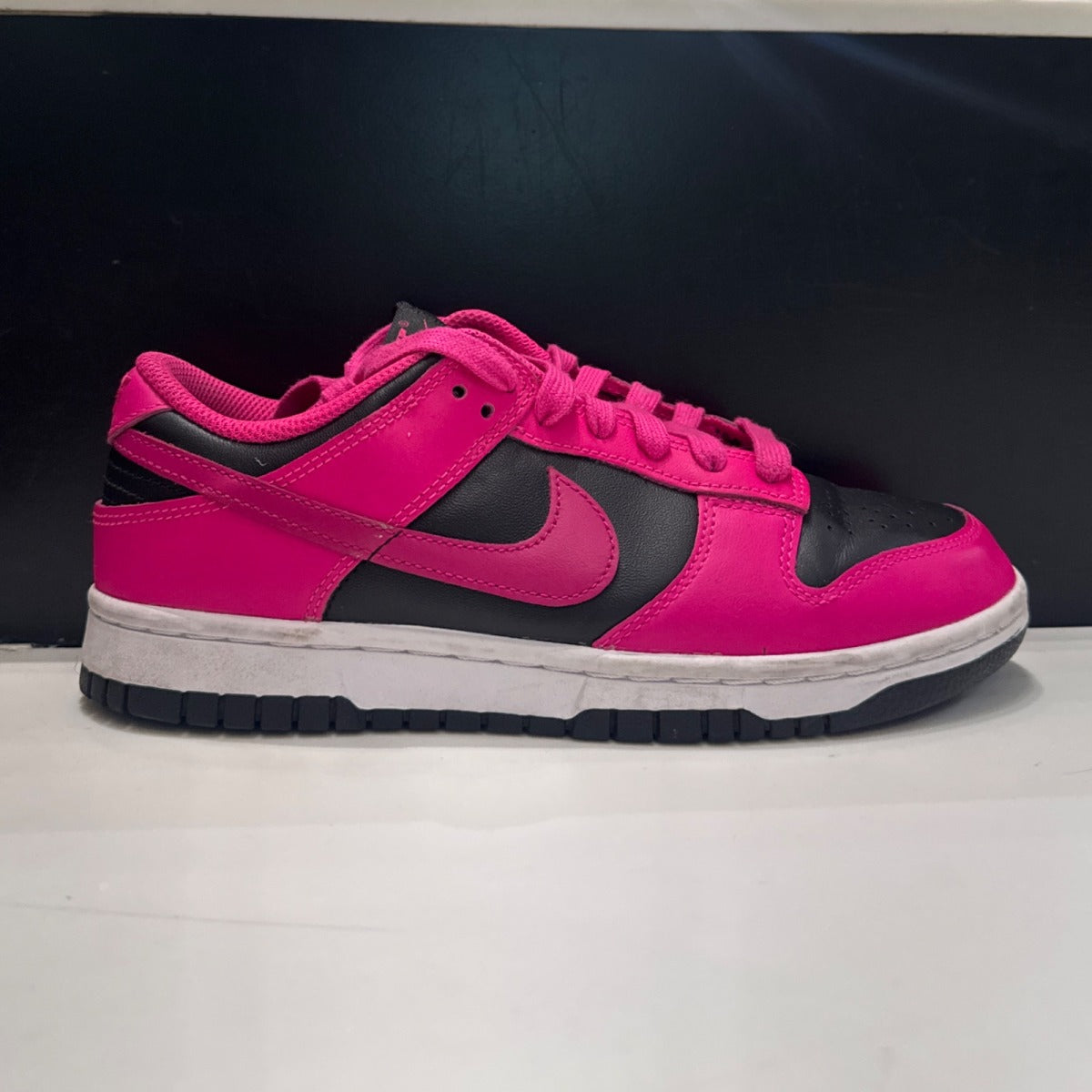 Nike Dunk Low Fierce Pink Black (Women's) Size 7W (Lightly Worn Pre-Owned) - Image 1