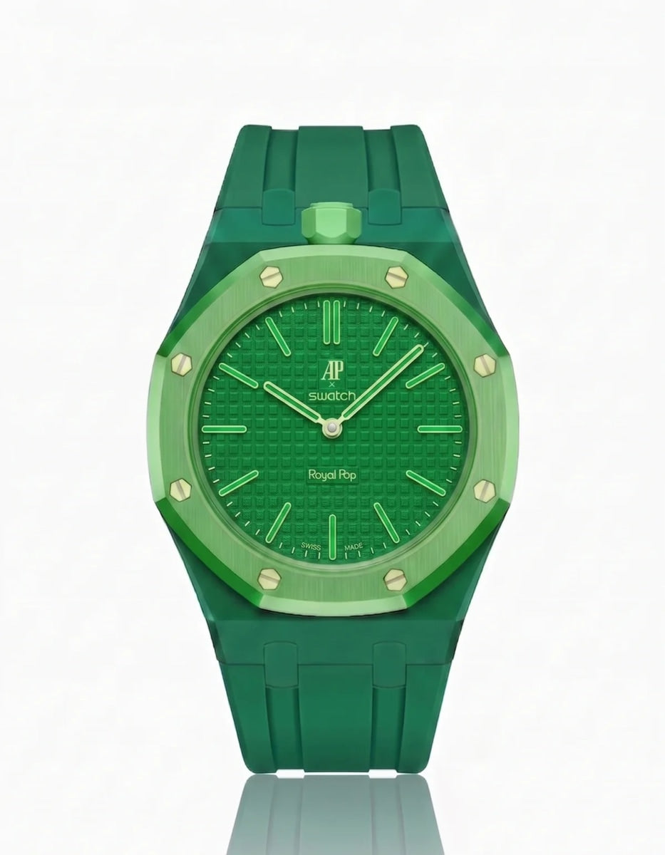 Swatch x Audemars Piguet AP Bioceramic Royal Pop Savonnette Green Eight on Green Rubber Strap & Case
