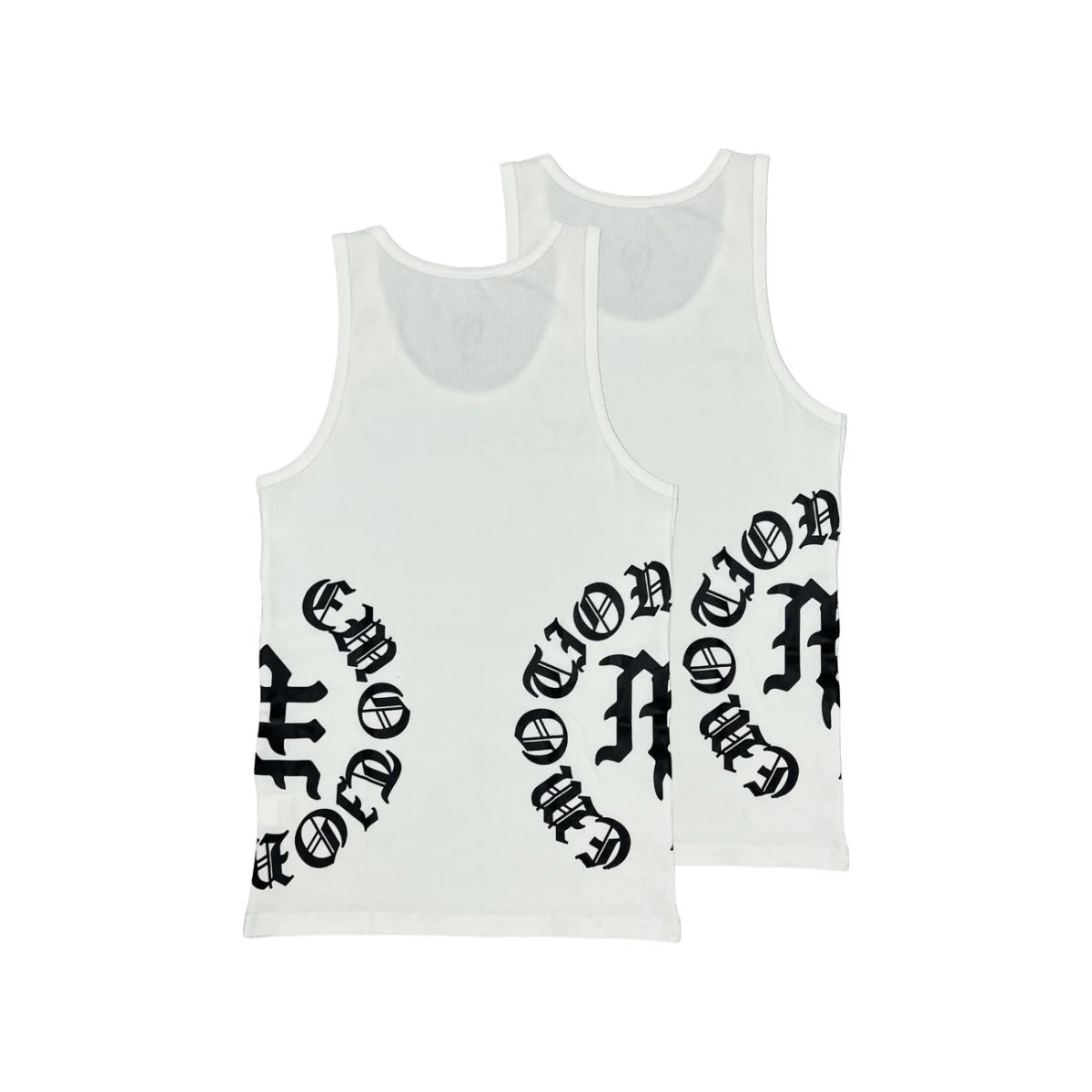Mixed Emotions 2 Pack White Script Tank Tops