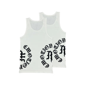 Mixed Emotions 2 Pack White Script Tank Tops