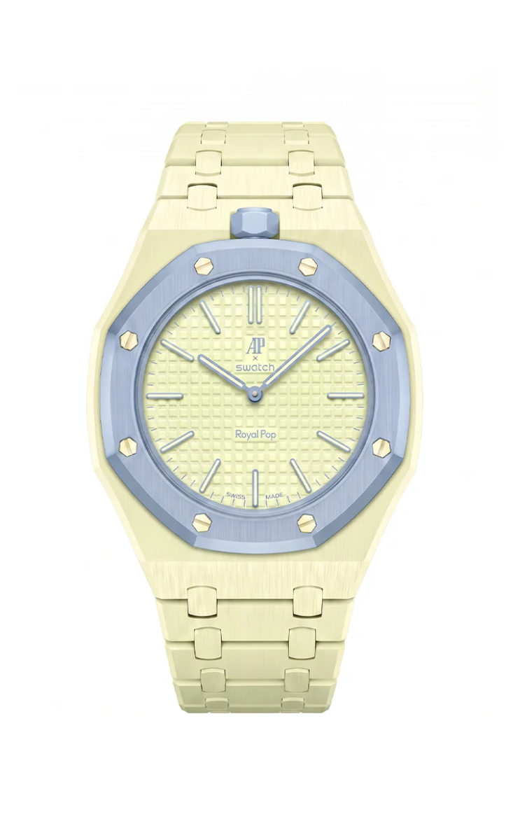 Swatch x Audemars Piguet AP Bioceramic Royal Pop Savonnette Blaue Acht on Light Green Ceramic Strap & Case