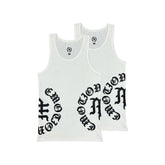 Mixed Emotions 2 Pack White Script Tank Tops