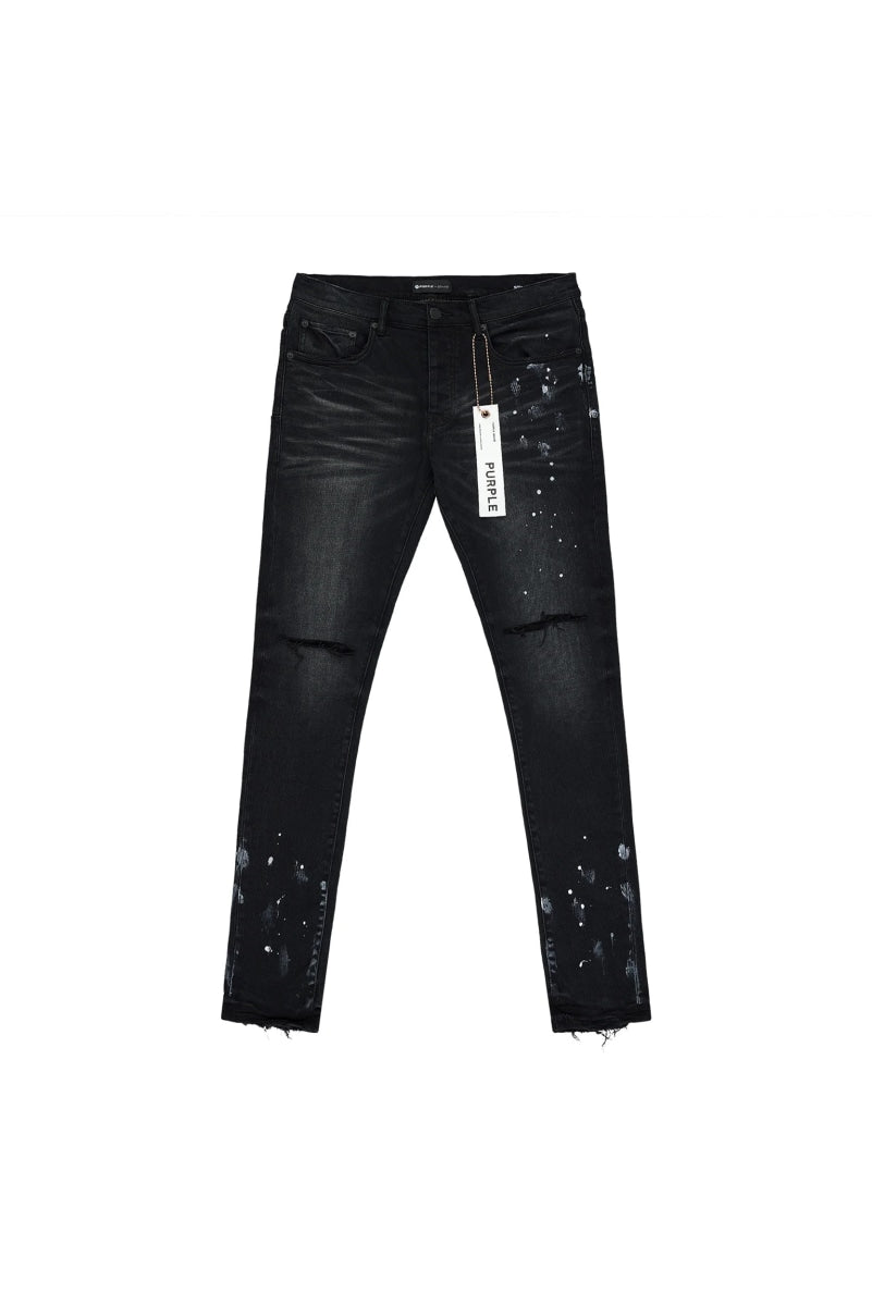 Purple Brand P001 Black Resin Knee Slit Jeans