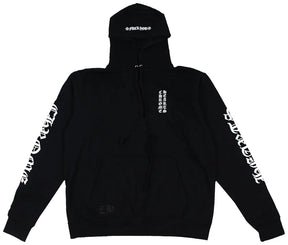 Chrome Hearts Letters Sleeve Fleece Pullover Hoodie 'Black/White'