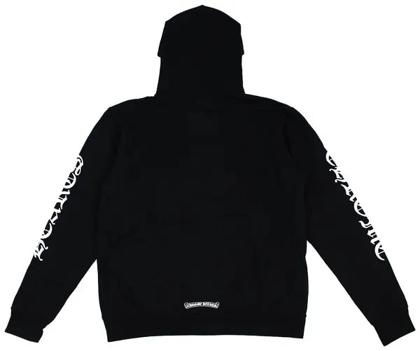 Chrome Hearts Letters Sleeve Fleece Pullover Hoodie 'Black/White'