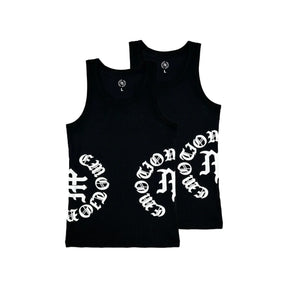Mixed Emotions 2 Pack Black Script Tank Tops