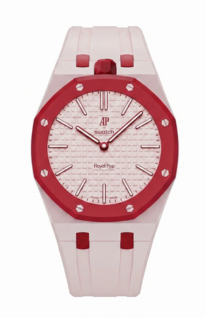 Swatch x Audemars Piguet AP Bioceramic Royal Pop Otto Rosso on Light Pink Rubber Strap & Case
