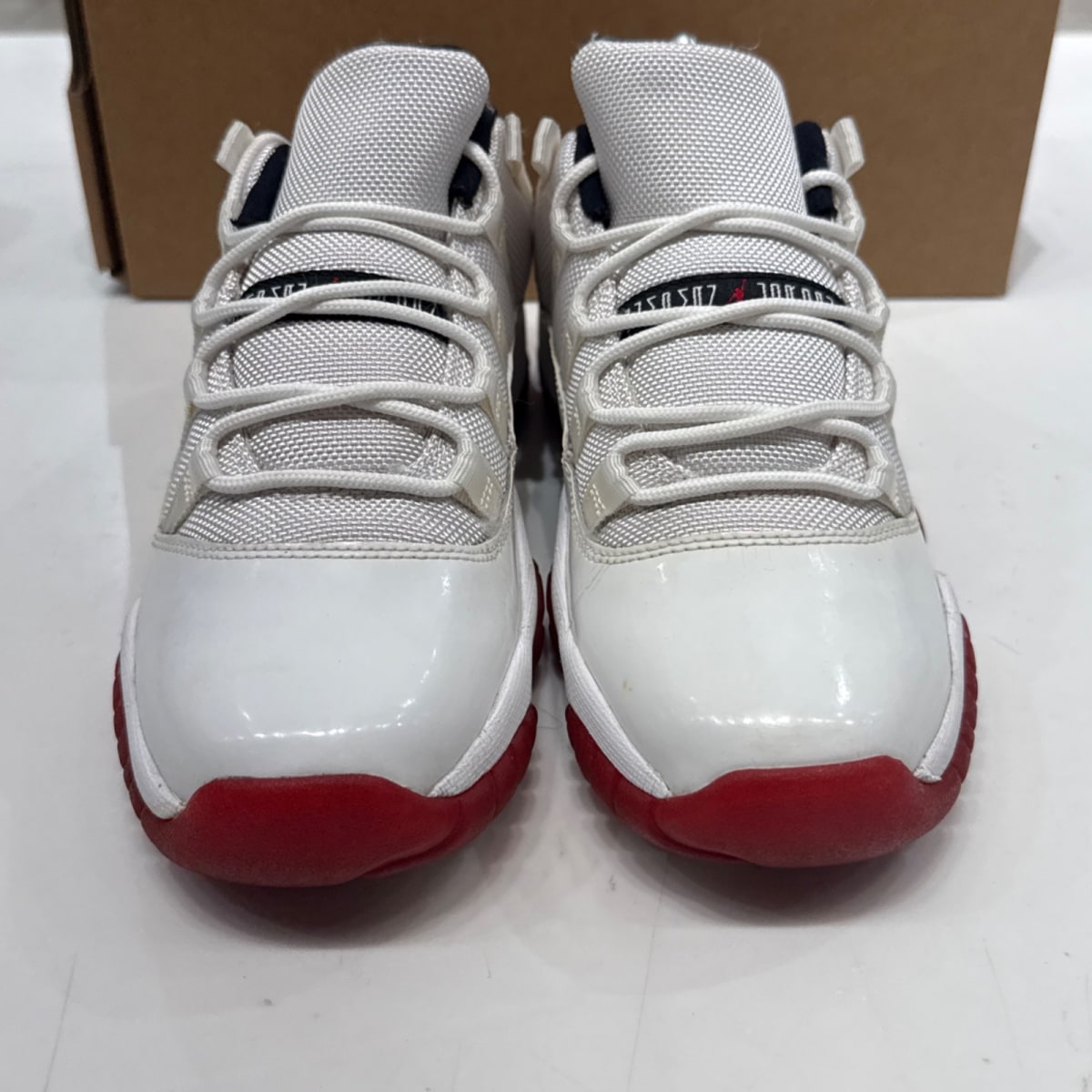 Jordan 11 Retro Low White Varsity Red (GS) Size 7Y (Moderately Worn Pre-Owned) - Image 4