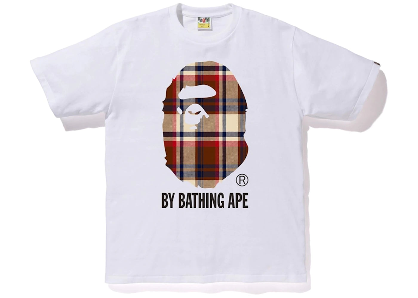 Bape Check A Bathing Ape Logo Tee White Red