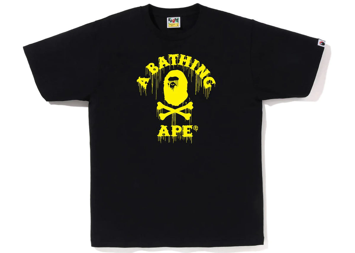 BAPE Drip Ape Crossbone College Tee Black Yellow