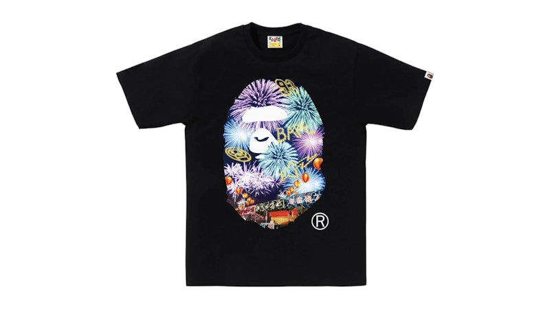 BAPE Firework Ape Head Photo Tee Black