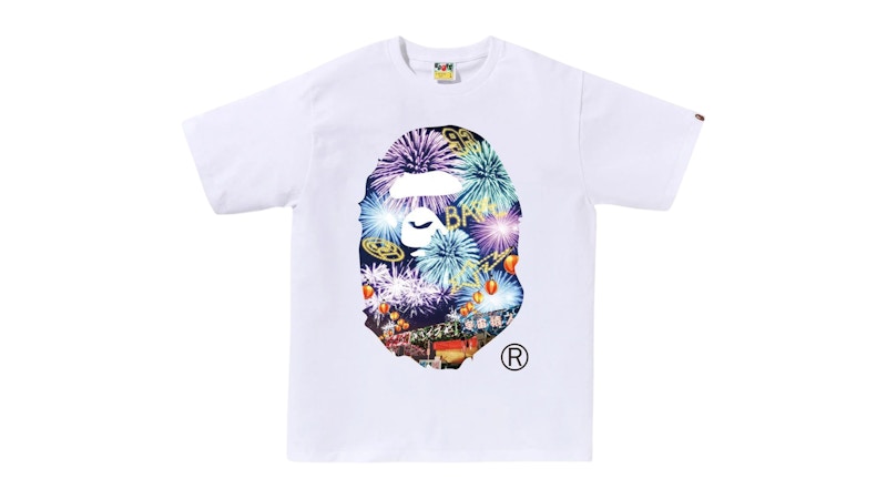 BAPE Firework Ape Head Photo Tee White
