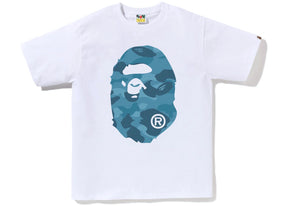 Bape Honeycomb Camo Big Ape Head Tee White Blue