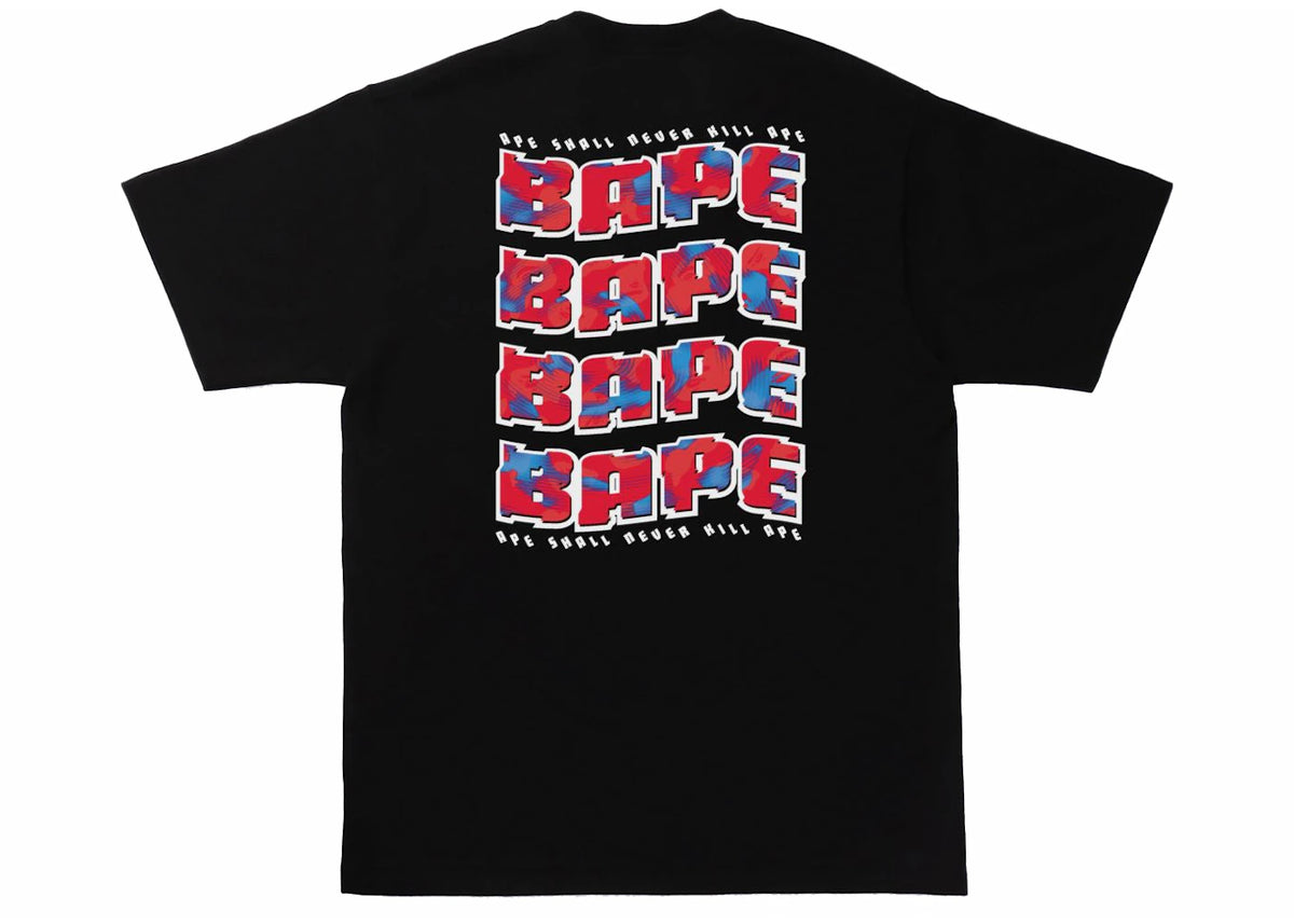 BAPE Stroke Camo Distortion Tee Black/Red