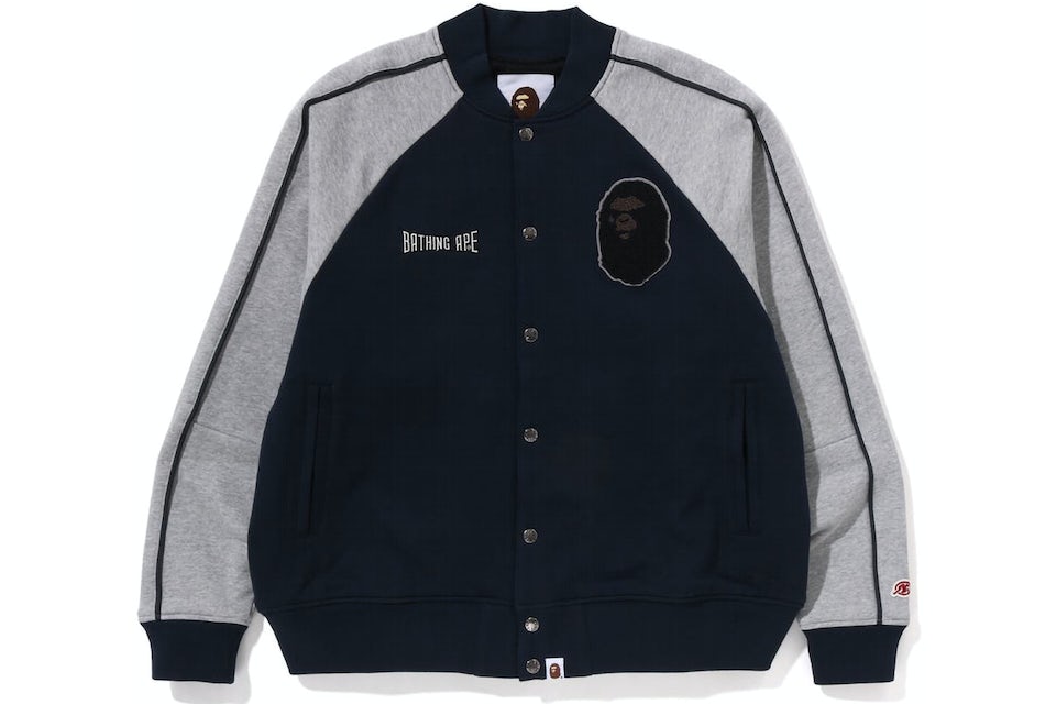 BAPE Sweat Varsity Jacket Navy