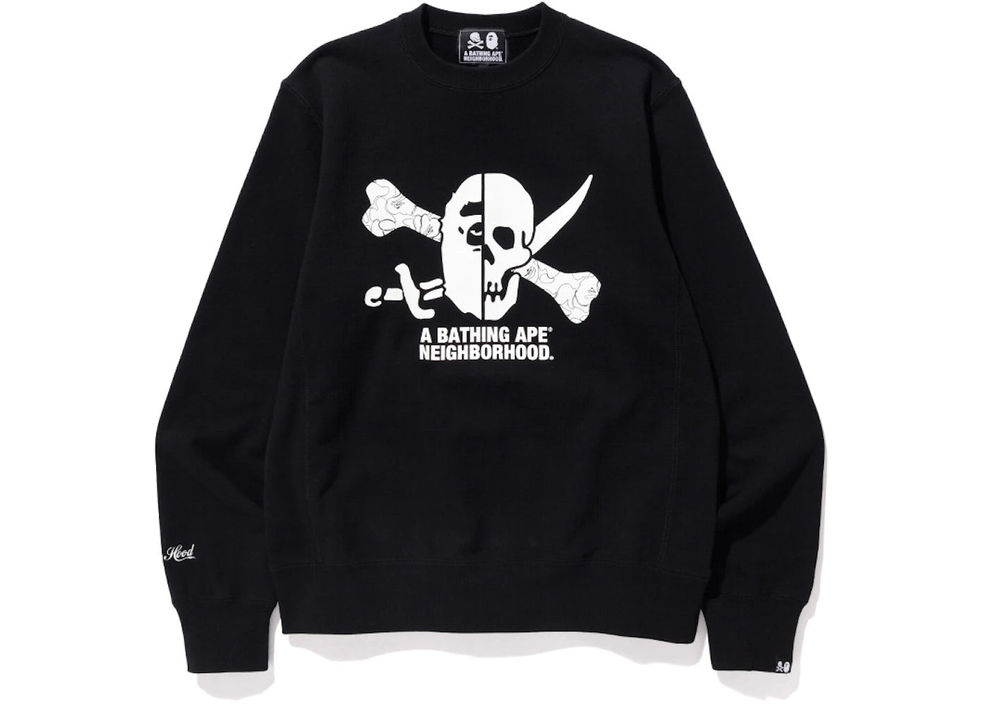 BAPE x Neighborhood Ape & Skull Crewneck Black