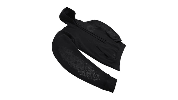 Chrome Hearts Black Pullover Horseshoe Floral Hoodie Black