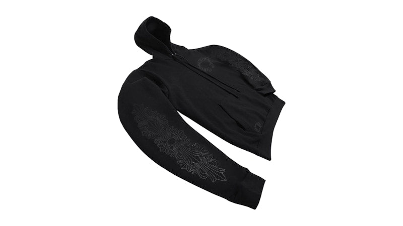 Chrome Hearts Black Pullover Horseshoe Floral Hoodie Black
