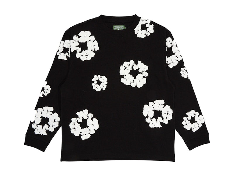 Denim Tears Long Sleeve Cotton Wreath T-shirt Black