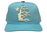 Hellstar OG Logo Rhinestone Snapback Hat Baby Blue