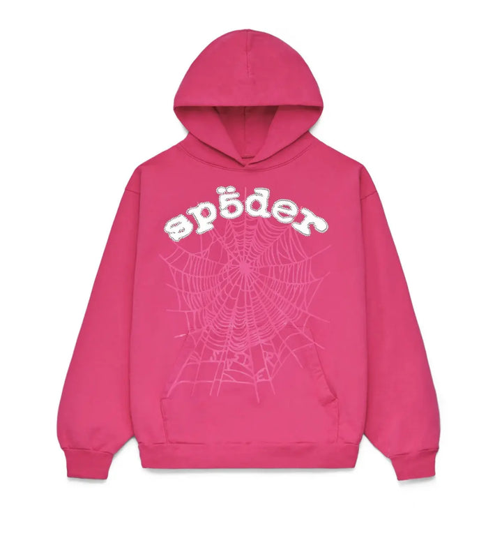 Sp5der Rhinestone Legacy Hoodie Pink (White Text)