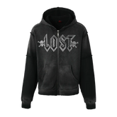 Lost Intricacy Black Rhinestone Zip Up Hoodie