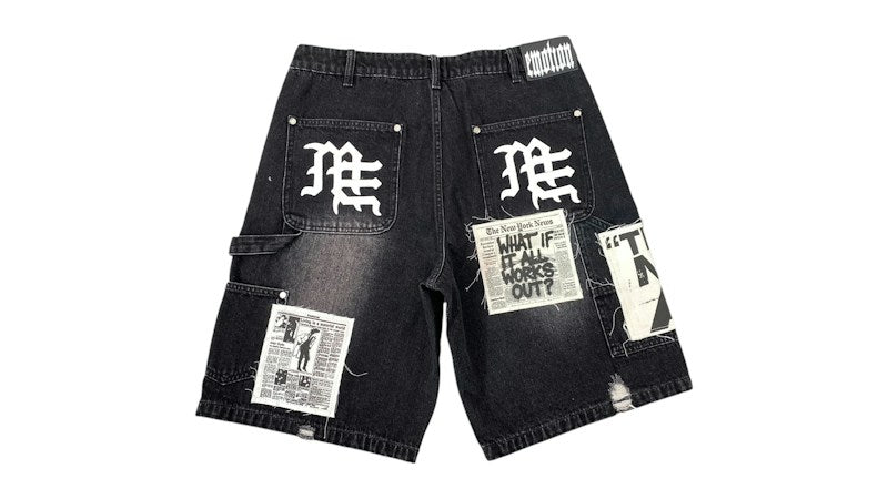 Mixed Emotion AI Denim Shorts Black