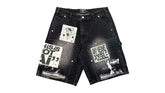 Mixed Emotion AI Denim Shorts Black