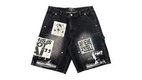 Mixed Emotion AI Denim Shorts Black