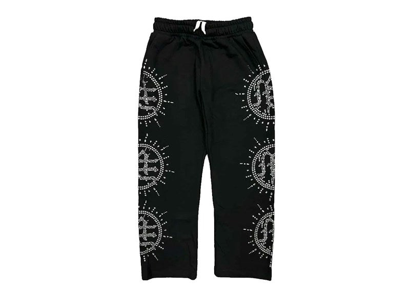 Mixed Emotion Eclipse Rhinestone Sweatpants Black